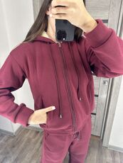 Женский теплый костюм двойка цвет бордо, Цвет: Бордовый, Размер: 54, изображение 4