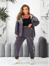 Женский прогулочный костюм графитового цвета, Цвет: Серый, Размер: 48, изображение 2