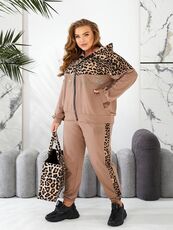 Женский прогулочный костюм бежевого цвета, Цвет: Бежевый, Размер: 48, изображение 4