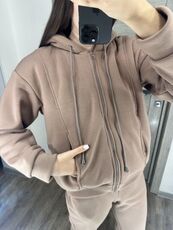 Женский теплый костюм двойка цвет мокко, Цвет: Темно-бежевый, Размер: 54, изображение 2