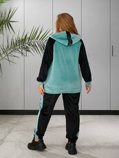 Женский пргулочный костюм двойка цвет мята-черный, Цвет: Мятный, Размер: 48, изображение 4