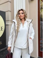 Женский велюровый костюм тройка с жилеткой цвет молочный, Цвет: Кремовий, Размер: 52, изображение 5