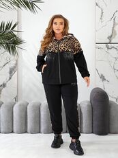 Женский прогулочный костюм черного цвета, Цвет: Черный, Размер: 48, изображение 3