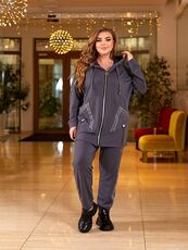 Женский спортивный костюм цвет графит, Цвет: Графитовый, Размер: 56, изображение 2