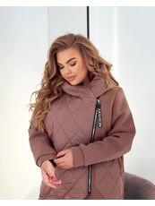 Женский демисезонный теплый кардиган цвета мокко, Цвет: Бежевый, Размер: 48, изображение 2