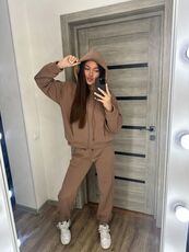 Женский теплый костюм двойка цвет мокко, Цвет: Темно-бежевый, Размер: 54, изображение 5