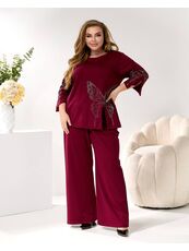 Женский трикотажный костюм двойка цвет бордовый, Цвет: Бордовый, Размер: 48, изображение 2
