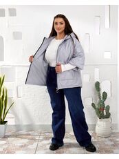 Женский теплый жилет с рукавами 3/4 цвет светло-серый, Цвет: Светло-серый, Размер: 50, изображение 3