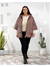 Женский теплый жилет с рукавами 3/4 цвет мокко, Цвет: Темно-бежевый, Размер: 50, изображение 3