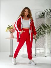 Женский прогулочный костюм красного цвета, Цвет: Красный, Размер: 48, изображение 3