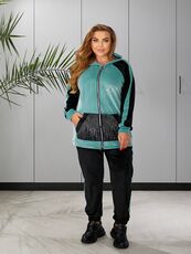 Женский пргулочный костюм двойка цвет мята-черный, Цвет: Мятный, Размер: 48, изображение 5