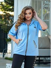 Женский прогулочный костюм двойка цвет голубой, Цвет: Голубой, Размер: 48, изображение 4