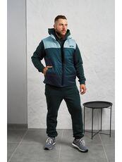 Мужской теплый костюм тройка изумрудного цвета, Цвет: Изумрудный, Размер: 52