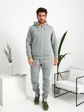 Мужской теплый спортивный костюм цвет меланж, Цвет: Светло-серый, Размер: 54