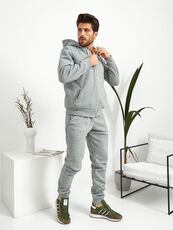 Мужской теплый спортивный костюм цвет меланж, Цвет: Светло-серый, Размер: 54, изображение 2