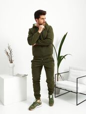 Мужской теплый спортивный костюм цвет хаки, Цвет: Хаки, Размер: 44, изображение 2