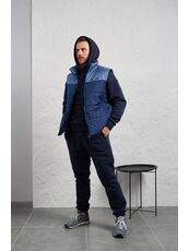 Мужской теплый костюм тройка синего цвета, Цвет: Синий, Размер: 52