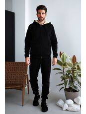Мужской теплый спортивный костюм цвет черный, Цвет: Черный, Размер: 54