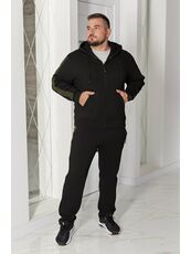 Мужской теплый костюм на флисе черного цвета, Цвет: Черный, Размер: 52