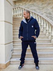 Мужской теплый спортивный костюм цвет темно-синий, Цвет: Темно-синий, Размер: 50