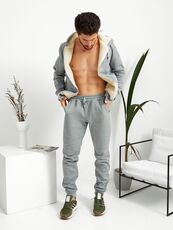 Мужской теплый спортивный костюм цвет меланж, Цвет: Светло-серый, Размер: 54, изображение 4