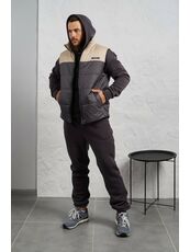 Мужской теплый костюм тройка серого цвета, Цвет: Серый, Размер: 52