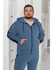 Мужской теплый костюм на флисе цвета джинс, Цвет: Голубой, Размер: 56, изображение 3