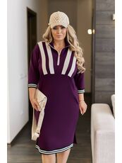 Женское платье миди свободного кроя винного цвета, Цвет: Бордовый, Размер: 50, изображение 2