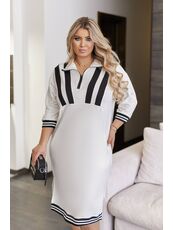 Женское платье миди свободного кроя кремового цвета, Цвет: Кремовий, Размер: 50, изображение 2