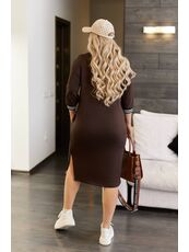 Женское платье миди свободного кроя цвета шоколад, Цвет: Коричневый, Размер: 50, изображение 3