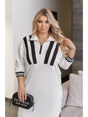 Женское платье миди свободного кроя кремового цвета, Цвет: Кремовий, Размер: 50, изображение 3