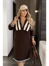 Женское платье миди свободного кроя цвета шоколад, Цвет: Коричневый, Размер: 50, изображение 2