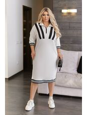 Женское платье миди свободного кроя кремового цвета, Цвет: Кремовий, Размер: 50