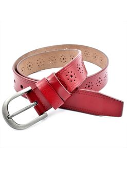 Жіночий шкіряний ремінь червоний