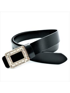 Шкіряний жіночий ремінь чорний