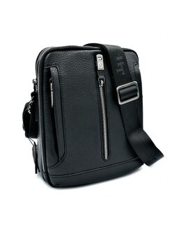 Чоловіча шкіряна сумка HTeather чорного кольору, Колір: Чорний, Розмір: 26 х 20 х 9 см