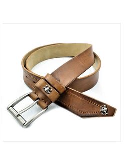 Чоловічий шкіряний ремінь коричневий, Колір: Коричневий