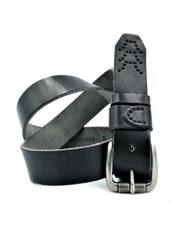 Чоловічий шкіряний ремінь чорний, Колір: Чорний