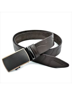 Ремінь-автомат шкіряний темно-коричневий, Колір: Коричневий