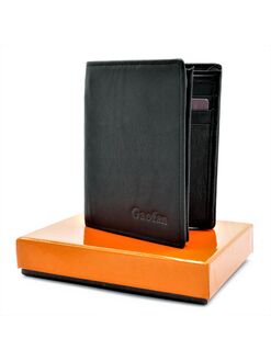 Чоловічий шкіряний гаманець чорний, Колір: Чорний, Розмір: 11,5 х 9 х 2 см