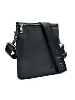 Чоловіча шкіряна сумка HTeather чорного кольору, Колір: Чорний, Розмір: 25 х 21 х 5 см