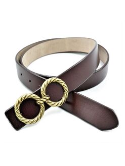 Жіночий шкіряний ремінь Темно-коричневий, Колір: Темно-коричневий