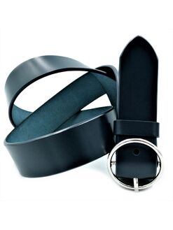 Жіночий шкіряний ремінь темно-синій, Колір: Синій