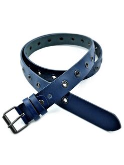 Жіночий шкіряний ремінь темно-синій, Колір: Синій