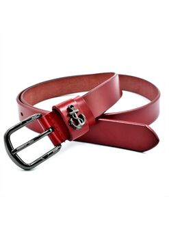 Жіночий шкіряний ремінь червоний, Колір: Червоний