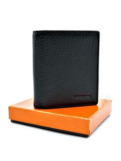 Чоловічий шкіряний гаманець чорний, Колір: Чорний