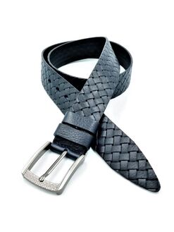 Ремінь чоловічий шкіряний темно-синій, Колір: Синій