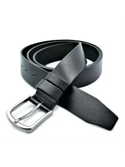 Ремінь чоловічий шкіряний батал Чорний, Колір: Чорний