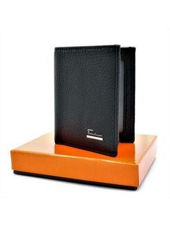 Чоловічий шкіряний гаманець чорний, Колір: Чорний, Розмір: 10 х 8,5 х 2 см