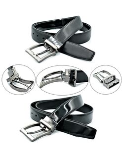 Ремінь чоловічий двосторонній Чорний, Колір: Чорний